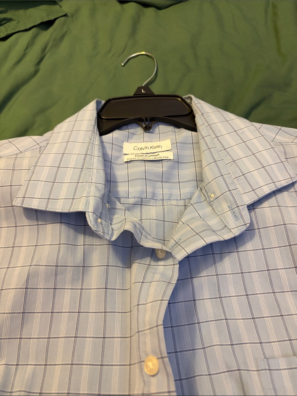Calvin Klein Light Blue Windowpane Dress Shirt
